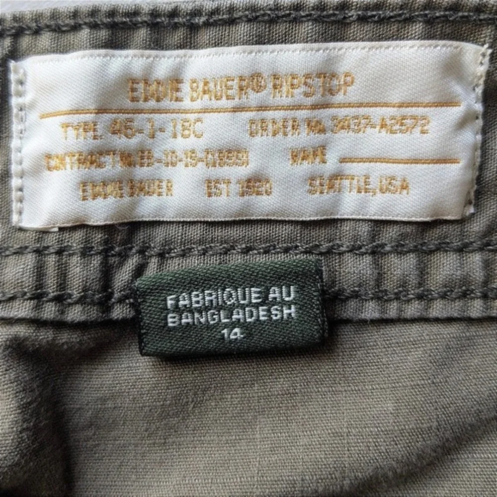 Eddie Bauer Ripstop Cargo‎ Shorts Womens 14 Olive Green Utility Hiking 46-1-18C